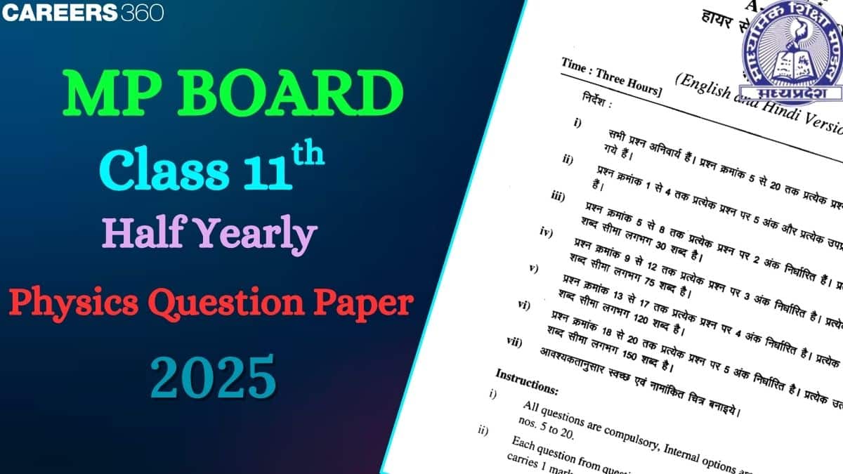 MP Board Class 11 Physics Half Yearly Exam Question Paper 2025-26, Download Answer Key & Solution